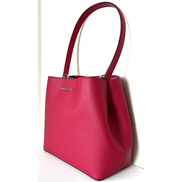 New Michael Kors Pratt Medium Shoulder Bag Dark Raspberry - Picture 2 of 6